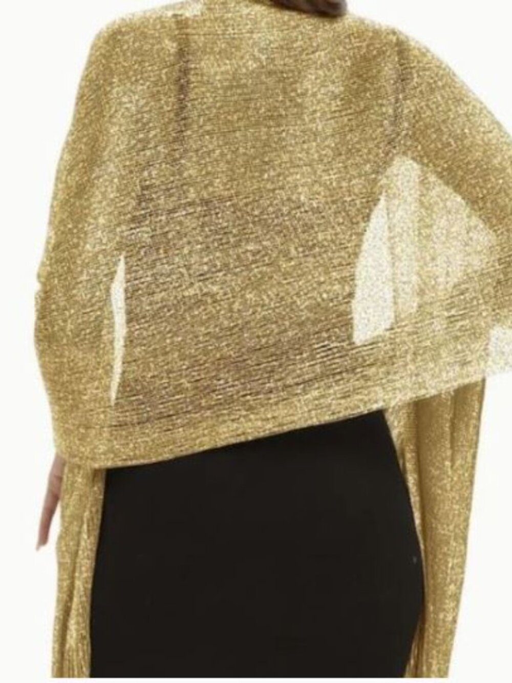 Women's Metallic Black Sparkling Tassel Scarf Wrap - Picture 4 of 5